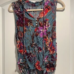 Chico's Floral Sleeveless Blouse - Blue and Purple